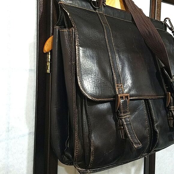 Wilson's VTG Large Chocolate Brown Leather Briefcase Men's Computer Bag Organize - Picture 3 of 16